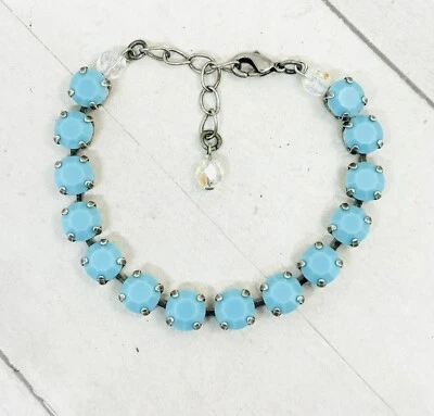 Покрытый серебром бирюзовый синий кристалл теннис кубок цепочка браслет - Изображение 1 из 4