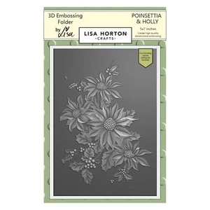 Lisa Horton Crafts Embossing Folder-Poinsettia And Holly (Pack of 1) - Picture 1 of 1