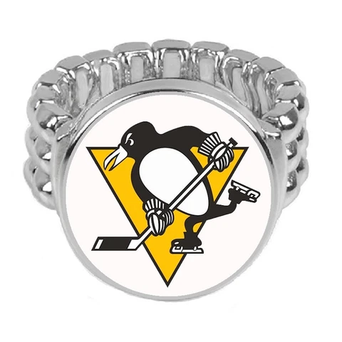 Pittsburgh Penguins Mens Womens Silver Hockey Fan Ring Fits All D2 Cover