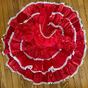 Vestido de encaje vintage rojo blanco con volantes circulares niñas concurso 5-8 - Imagen 1 de 9