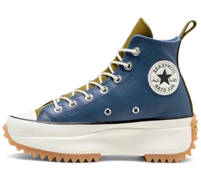 Женские Converse запустить звезда похода высоты 568650C темно-синий белый резинки кожи Hi зеленый  - Изображение 1 из 4