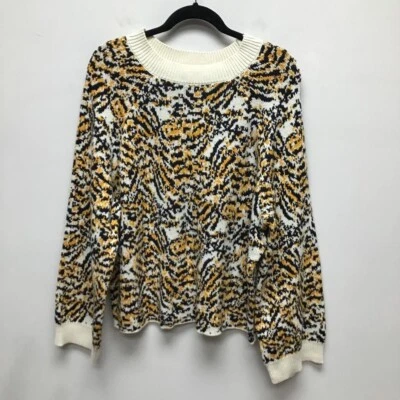 Rachel Comey Target Womens Pullover Sweater Beige Black Tiger Knit Plus 1X New - Image 1 of 4