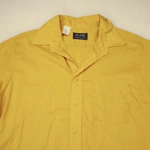 JOHN BLAIR Vintage 80s Gold Yellow Diamond Weave S/S Btn Shirt Disco Herren L - Bild 1 von 9