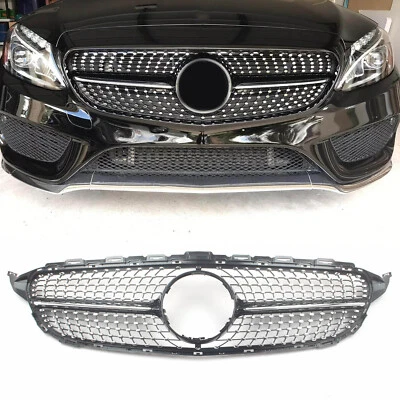 Grelha de grade de para-choque dianteiro para Mercedes-Benz W205 C200 C300 2015-2018 sem câmera - Imagem 1 de 4