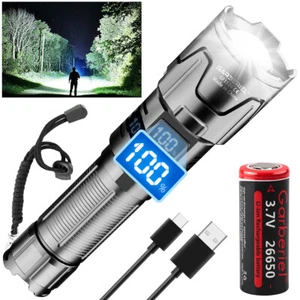 Linterna LED recargable USB de altos lúmenes potente antorcha con zoom con batería 26650 - Imagen 1 de 14