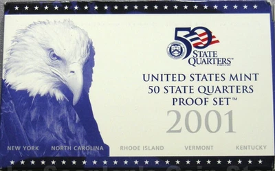 2001 S U.S. State Quarters Clad Proof 5-Coins Collectable Birthday Gift Idea COA - Image 1 of 4