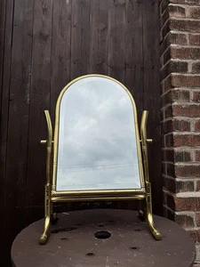Mid Century Italian Brass Hinged Pivot Bamboo Style Vanity Table Mirror Stunning - Picture 1 of 16