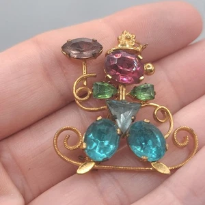 Vintage Tschechische Figur Brosche Strass - Bild 1 von 9