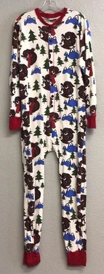 Lazy One Adult Flapjack Long John Trap Door Bear Bum Red Pajamas Large - Image 1 of 4