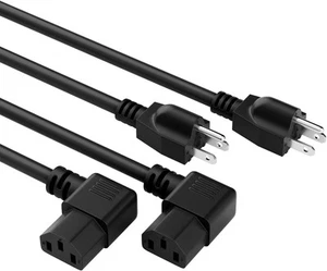 Elecan 3-Prong Straight to 90 Degree Angled Plug Replacement 2FT-2PK, Black - Picture 1 of 6