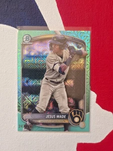 Jesus Made RC- Aqua Mojo Refractor /299- 2025 Bowman Chrome Baseball- Brewers - Picture 1 of 2