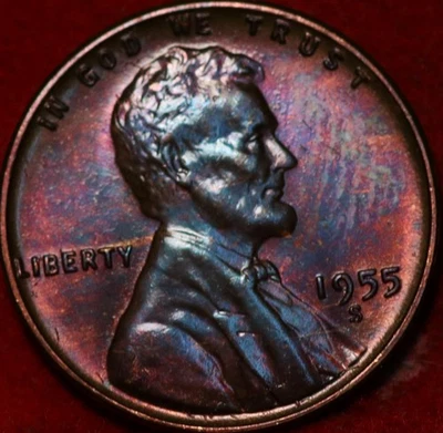 Uncirculated 1955-S San Francisco Mint Copper Lincoln Wheat Cent - Image 1 of 2