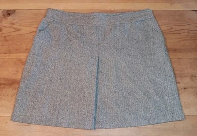 Worthington Womens Plus 24W Wool Blend Skirt Gray Herringbone Front Pleat Office - Image 1 of 4