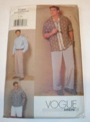 Vogue 7094 Men's Shirt, Shorts & Pants, Size L-XL 42-48 Uncut Sewing Pattern - Image 1 of 2