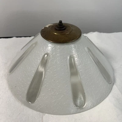 Vintage Glass shade Art Deco 40s  Ceiling Light Fixture Atomic Starburst White  - Image 1 of 4