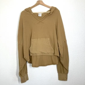 OFFLINE by Aerie Hoodie Damen XL hellbraun Waffelstrick V-Ausschnitt Kängurutasche Thermo - Bild 1 von 16
