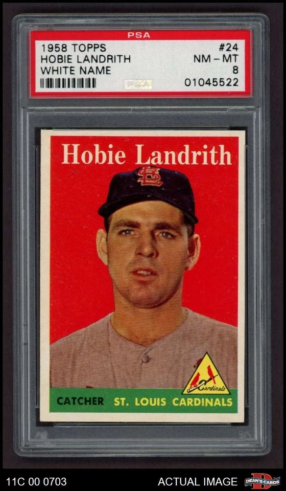 1958 Topps #24 Hobie Landrith WN Cardinals COMMON VARIATION PSA 8 - NM/MT - Image 1 of 1