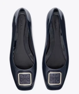 Tory Burch Georgia Ballet Flat Soft Patent Leather Perfect Navy Size 8 - Picture 1 of 7