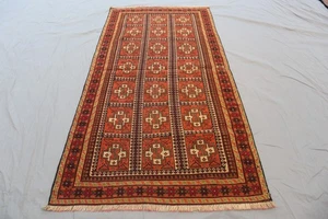 3x6 Afghan Tribal Kilim Runner – Geometric Medallion Design – Baluchi Wool Rug. - Picture 1 of 11