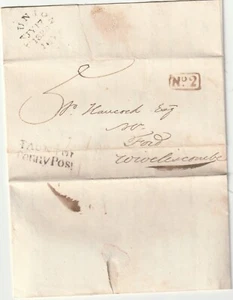 1828 TAUNTON PENNY POST Nr. 2 R/H & CIRC KILOMETERBRIEF A BROWNE DULVERTON FORD - Bild 1 von 3