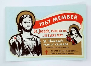 St Joseph St Therese Chicago Society Of The Little Flower decalcomania vintage 1967 - Foto 1 di 2