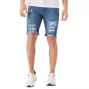 Pantaloncini corti uomo cotone estivi casual denim mezzo pantalone leggeri pantaloncino spiaggia - Foto 1 di 12