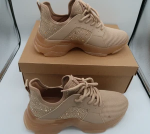 Steve Madden Sneakers Donna Maxima Strass Trainer Blush Multi Taglia 8,5M - Foto 1 di 9