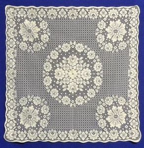 Lace Tablecloth Table Topper Ivory 30" x 30" Nottingham Livingroom Bedroom - Picture 1 of 3