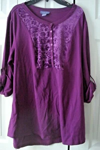 Top de punto para damas talla 1x acento de terciopelo púrpura - Imagen 1 de 2