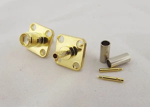 10 RP-SMA Femmina 4 Fori Pannello Flangia Crimpatura RG316 RG174 LMR100 Cavo Connettore RF - Foto 1 di 2