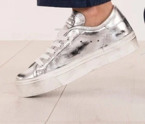 Sneakers Philippe Model Prsx Haute Pelle Laminata Argento - Foto 1 di 5