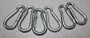 Steel Spring Snap Hook Carabiner Steel Clips, Set of 6 - Picture 1 of 3