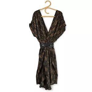 City Chic Womens Black Wrap Dress Size L Low Cut Flowy Natural Flowy Ruffle - Picture 1 of 9