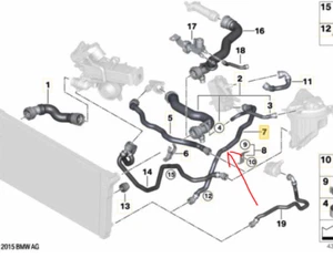 New Genuine BMW 5 F07 F10 F11 7 F01 F02 530D 535D 735D 730D N57 Coolant Hose - Picture 1 of 7
