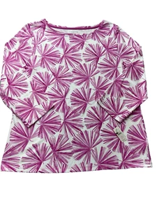 Talbots Top Blouse Womens Extra Large White Pink Flowers Cotton Casual Relax - Picture 1 of 7