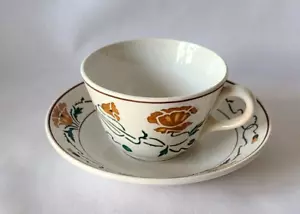 Vintage Villeroy & Boch Dresden Saxony Yellow Orange Flower Cup & Saucer VIL24 - Picture 1 of 14