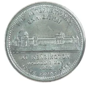 1862 Großbritannien INTERNATIONALE AUSSTELLUNG weißes Metall 38 mm BHM 2728 - Bild 1 von 2