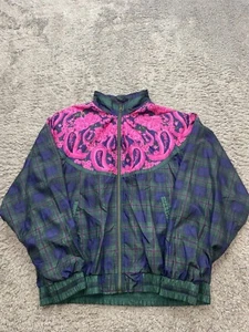 Vtg Westbound Jacket Womens Large Tartan Plaid Pink Paisley Windbreaker Coat 90s - Picture 1 of 8
