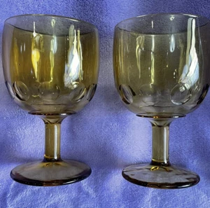 Vintage Brown Amber Glass Goblets - Picture 1 of 6