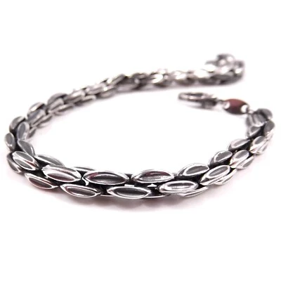 Bracciale Uomo Argento 925 Tecnica Fumè con Catena Braccialetto Ragazzo a Maglie - Immagine 1 di 4