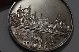 🧭 🇩🇪 DEUTSCHLAND SELTENE EMDEN 1849 SILBER Vierziger MEDAILLE 58Gr. 50mm B79 CG33 - Bild 1 von 11