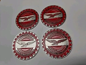 LOWRIDER HYDRAULICS ZENITH WIRE WHEEL KNOCK OFF METAL CHIPS CHROME/RED SET 4 - Picture 1 of 4