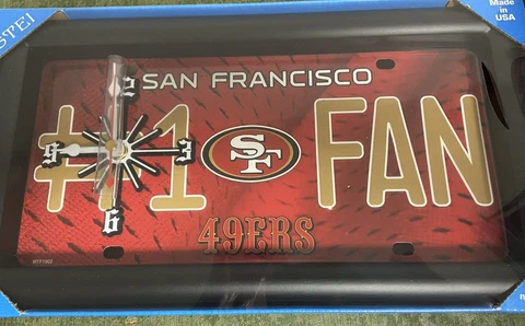 San Francisco 49ers  NFL # 1 Fan Quartz License Plate Clock C Cover