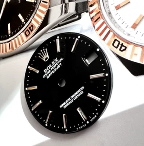 Rolex Dial FACTORY BLACK W/GOLD STICKS DATEJUST 68274 24mm EXCELLENT Swiss Made - Picture 1 of 11