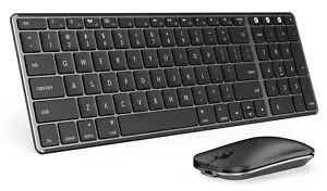 Wireless Bluetooth Keyboard & Mouse MAC Multi Device Rechargeable Slim Keyboard - Picture 1 of 6