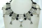 Silver Necklace Tribal Temple Antique  Jewelry Knotted in thread Goddess Laxmi