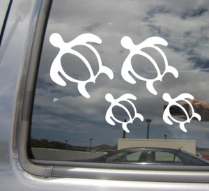 Honu Hawaiian Sea Turtle Family of 4 - Car Bumper Vinyl Decal Sticker 05038 - Picture 1 of 2