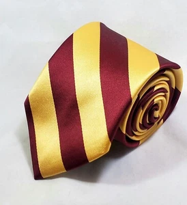 Herren Kleid Gold Weinrot Regiment Gestreift Manzini Mode Hochzeit Krawatte - Bild 1 von 3