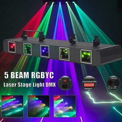 Laser Stage Light Bar 5 Eyes RGBYC Stage Beam DJ Disco Party Lighting DMX512 - Image 1 of 4