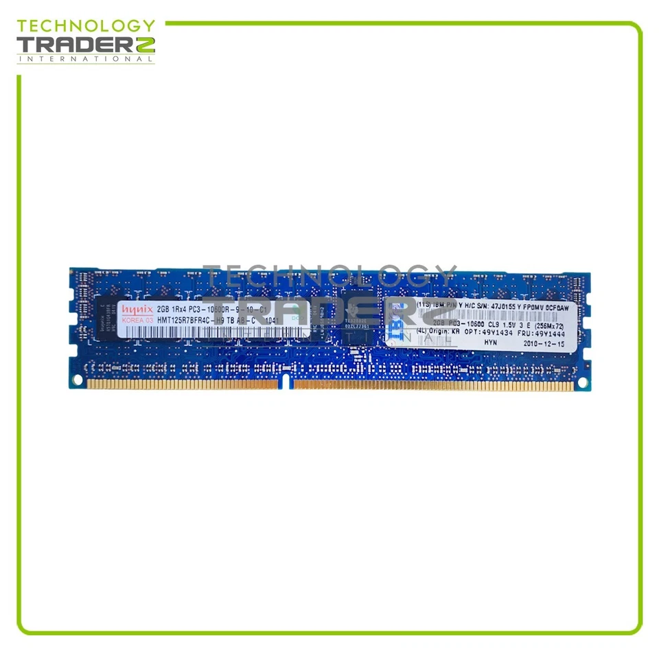 49Y1434 IBM 2GB PC3-10600 DDR3-1333MHz ECC Single Rank Memory HMT125R7TFR4C-H9 - Image 1 of 1
